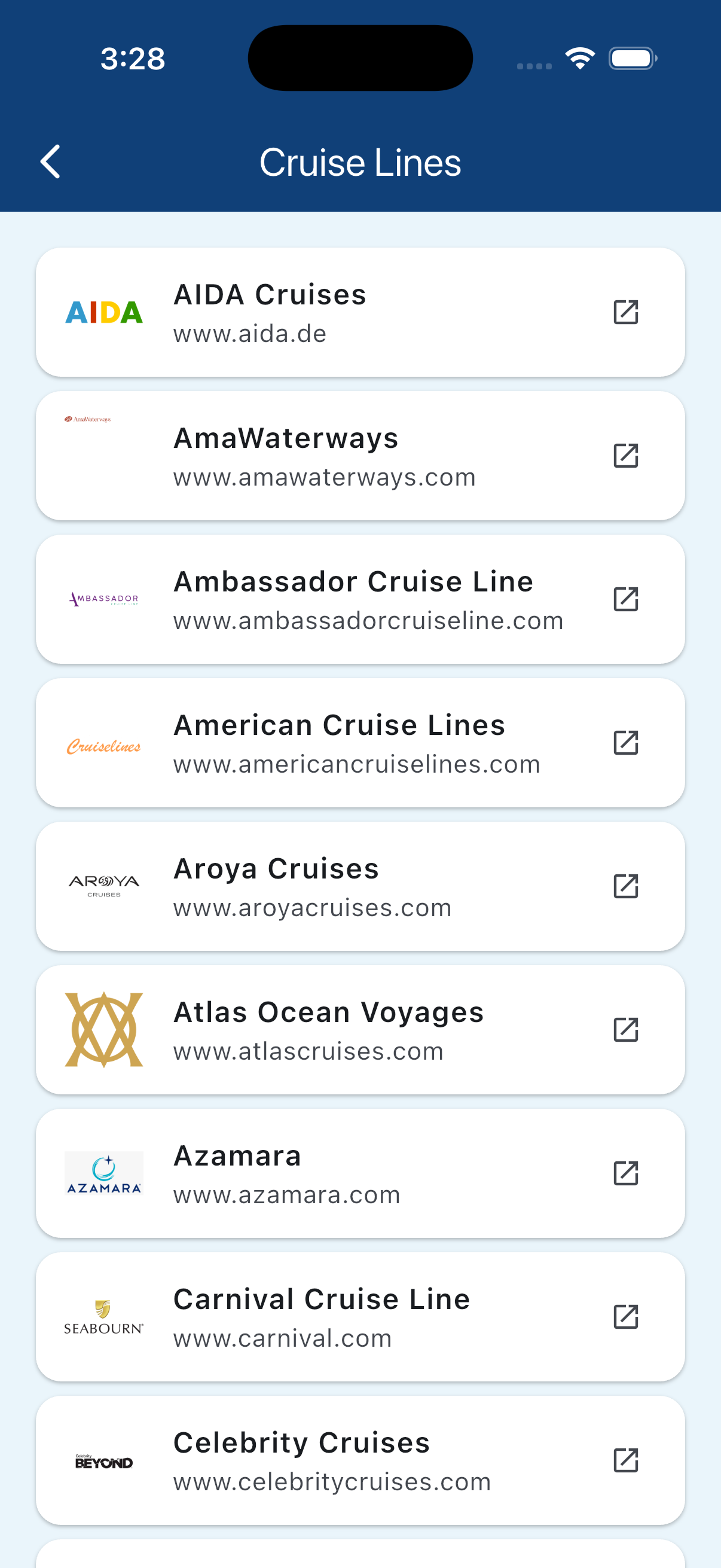 Cruise line directory